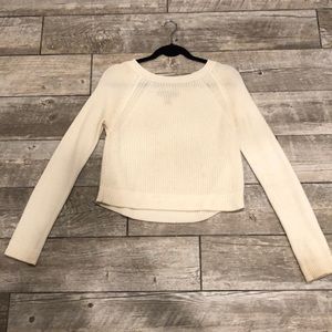 White Knit Cropped Sweater